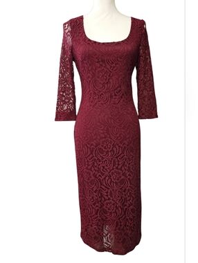eva mendes burgundy dress Dark Rust Red Belted Sleeveless Midi Dress - Women's Dresses